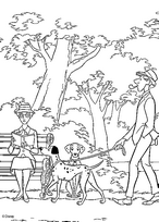 coloriage 101 dalmatiens se promene au parc